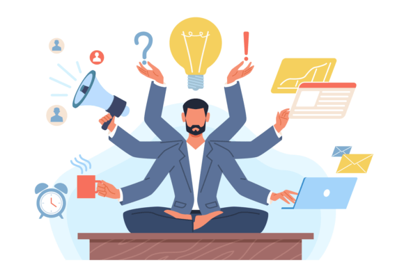 Download Multitasking Man. Businessman with Many - Businessman Collection